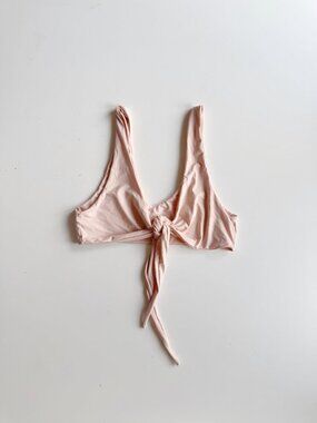 437 FOUR THREE SEVEN Kenzie Pale Pink Multi-Way Tie Bikini Top, Size M